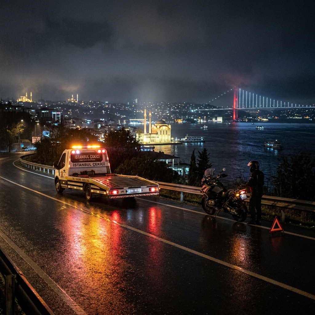 İstanbul Gece Motosiklet Çekici Operasyonu